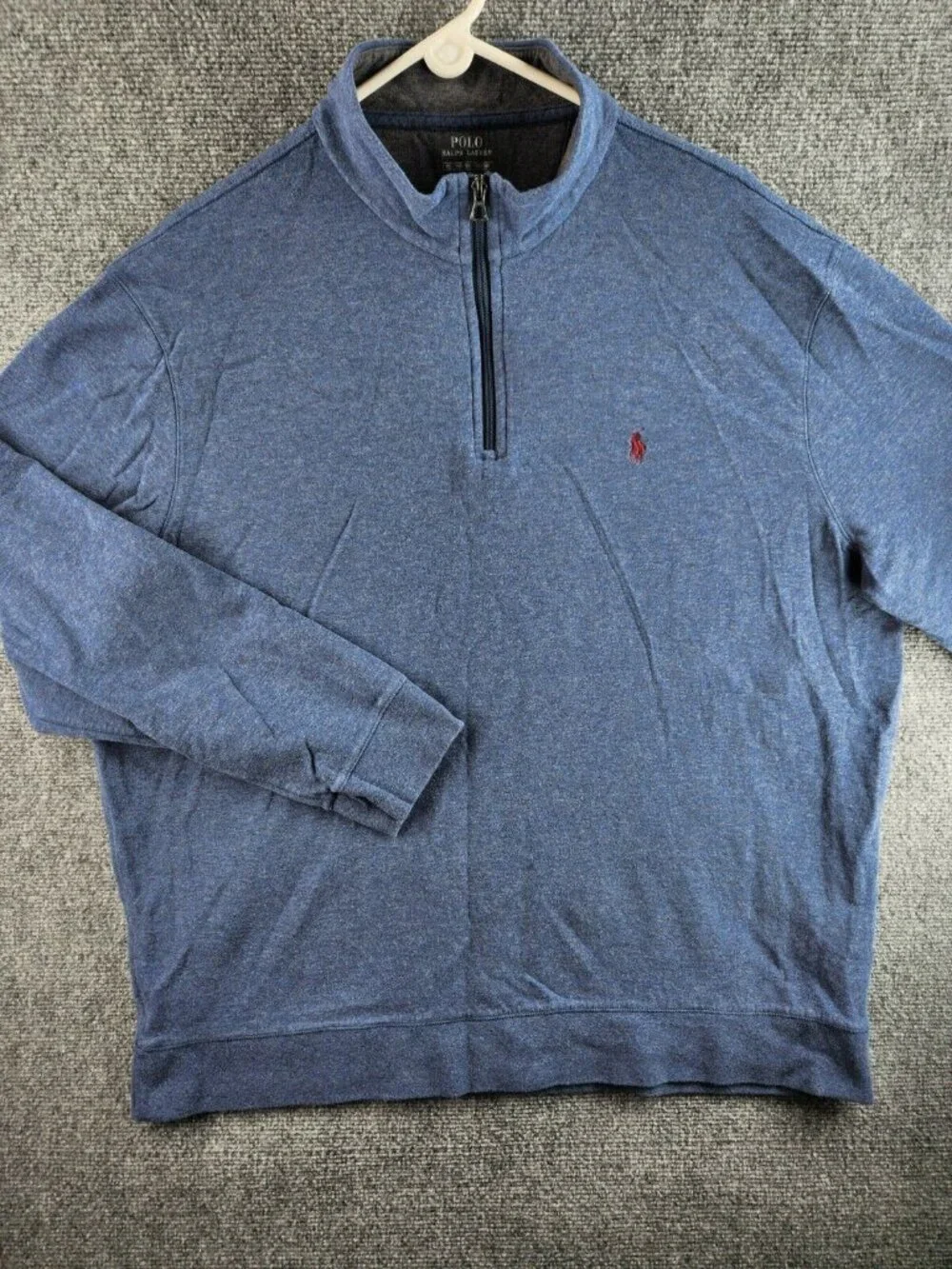 Polo Ralph Lauren 1/4 Zip Pullover Sweater Blue Long Sleeve Cotton Blend XXL MEN